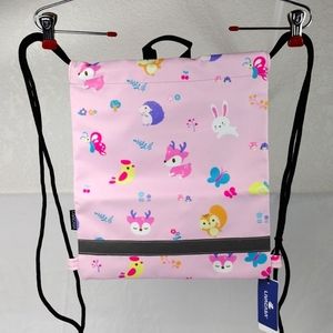 Kids Drawstring Backpack Pink/Cute Animal Print